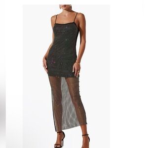 NWOT ASTR the Label Embellished Sheer Mesh Maxi Slipdress